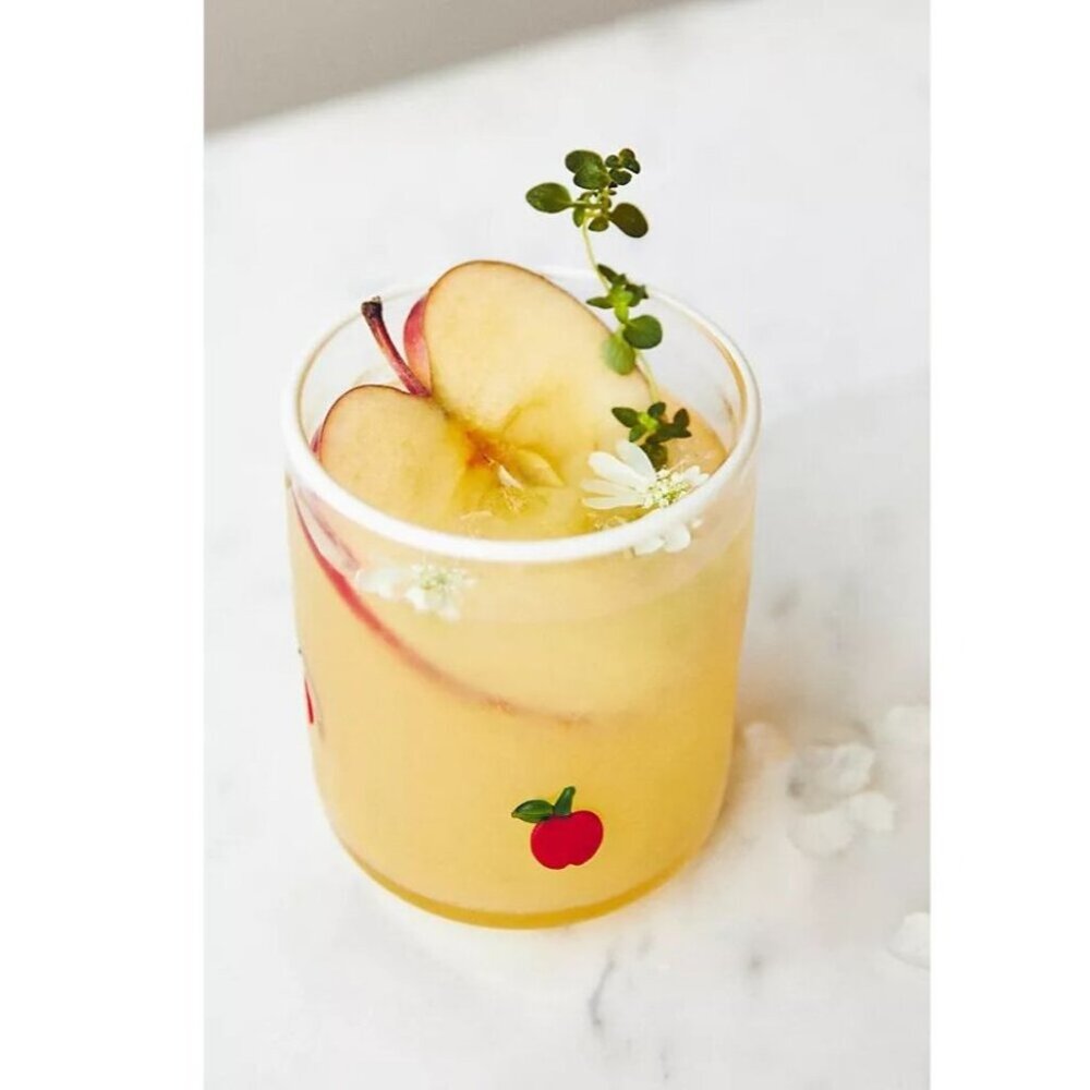 New Anthropologie Icon Juice Glasses Set of 2 Apple Summer Country Cottage